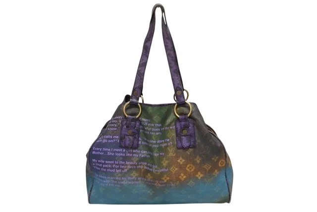 Louis Vuitton Tote Bag Richard Prince Heartbreak Monogram Jokes Canvas Violet in Purple Canvas from The Reluxe