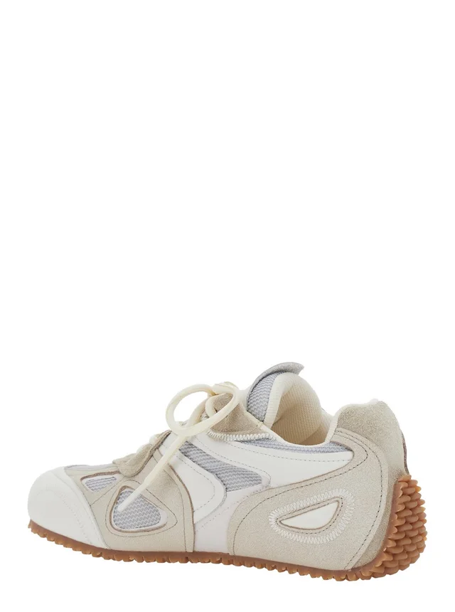 Axel arigato 'Slow Runner' White and Beige Sneaker with Mesh Inserts and Grooved Sole in Leather and Fabric Woman in White 39% Leather 27% Polyester 23% Suede 11% Polyurethane, photo 6 of 8 from Gaudenzi Boutique