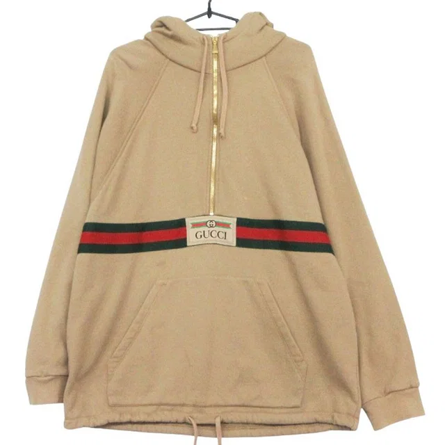 Gucci Hoodie Web Label Sherry Line Sweatshirt Pullover Top Beige in Beige from The Reluxe