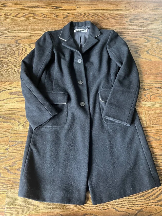 Jil Sander Made In Germany Black 100% Virgin Wool Single-Breasted Trench Coat in black Wool from Poshmark