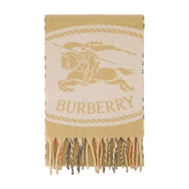 Burberry Knight Crest Cashmere Scarf — Beige Scarfs in Beige Cashmere from HEWI