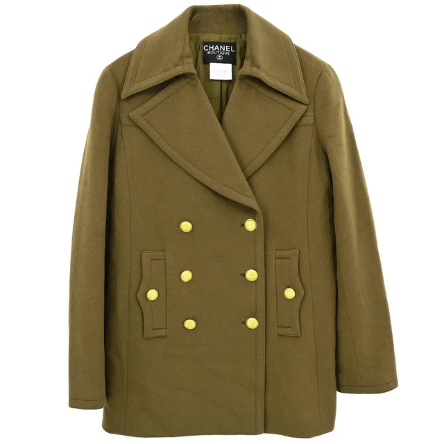Chanel 1996 Double Breasted Jacket Brown #38 in Brown Cashmere from AMORE Vintage Tokyo