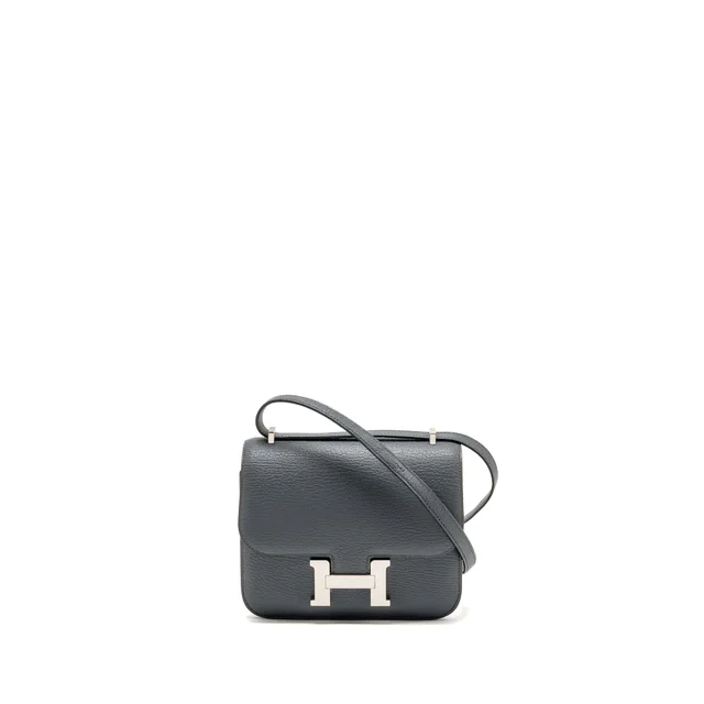Hermès Mini Constance Chèvre Mysore Carbone SHW Stamp K in Goatskin from EMIER