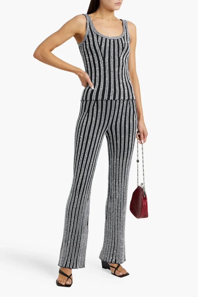 Missoni Sequin-Embellished Ribbed-Knit Flared Pants in Silver, photo 6 of 8 from THE OUTNET