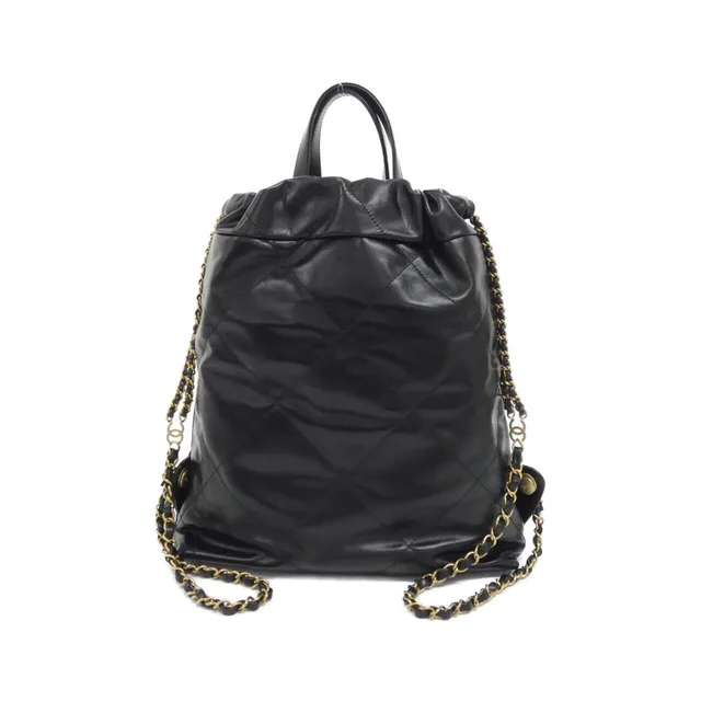 CHANEL 22 Line AS3859 Rucksack in BLACK / MAT GOLD metal fittings calf from KOMEHYO, photo 2 of 8