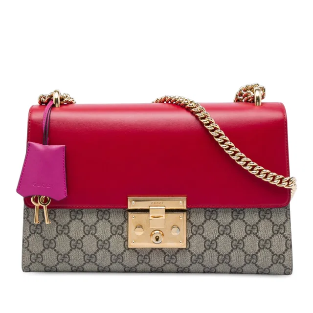 Beige Gucci Medium GG Supreme Padlock Shoulder Bag in Beige Coated canvas from Designer Revival