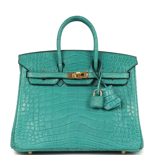 Hermès Birkin 25 Bleu Paon Matte Alligator Gold Hardware in Blue Crocodile from Madison Avenue Couture