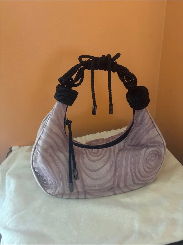 Giorgio Armani Lavender Shoulder Bag With Black Rope Handle in pink|black Suede from Poshmark