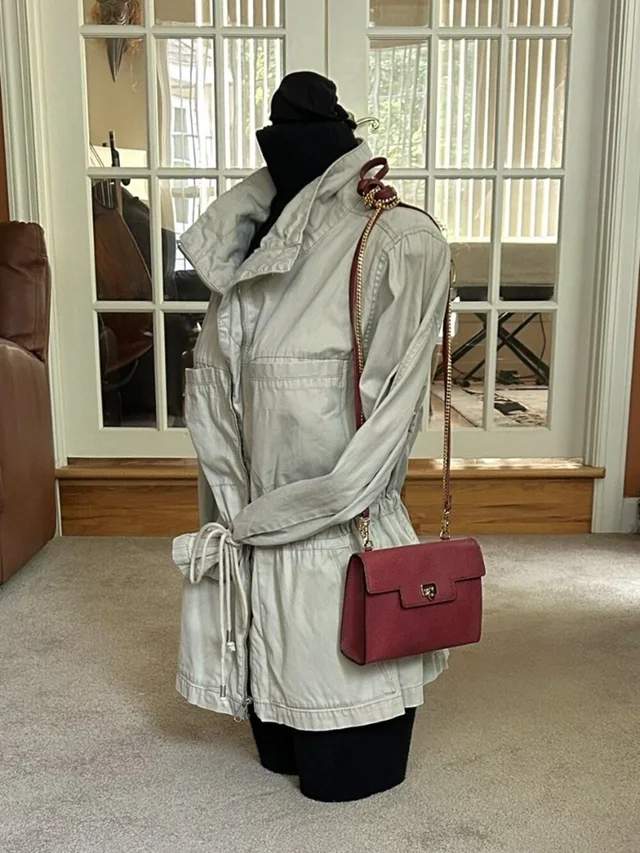 Valentino Garavani Double Strap Textured Leather Shoulder Bag, Burgundy in gold|red Leather from Poshmark, photo 2 of 15