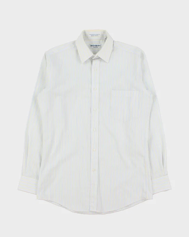 Vintage 1980s Yves Saint Laurent Striped Long Sleeve Pocket Shirt - S from Rokit Vintage