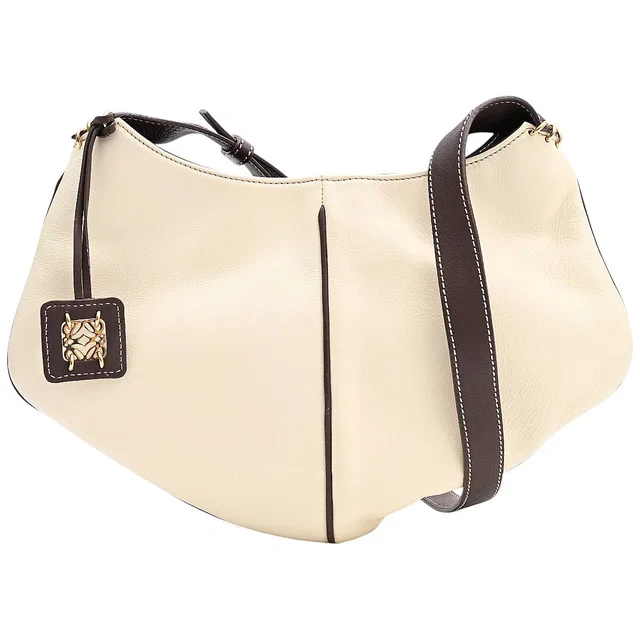 Loewe Bicolor Anagram Charm Shoulder Bag Ivory/Dark Brown in Brown Leather from VINTAGE QOO TOKYO