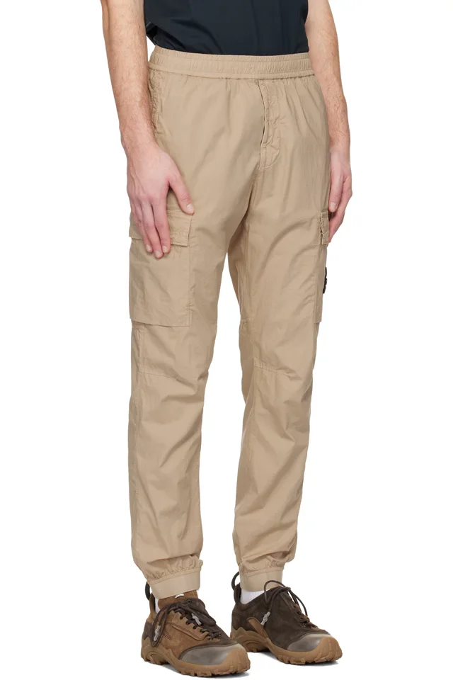 Stone Island Beige 3100031 Stretch Cotton Tela 'Paracadute' Cargo Pants, photo 2 of 5 from SSENSE