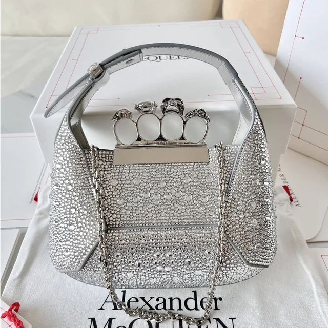 Alexander McQueen Silver Crystal Embellished Clutch in silver|gray from Poshmark