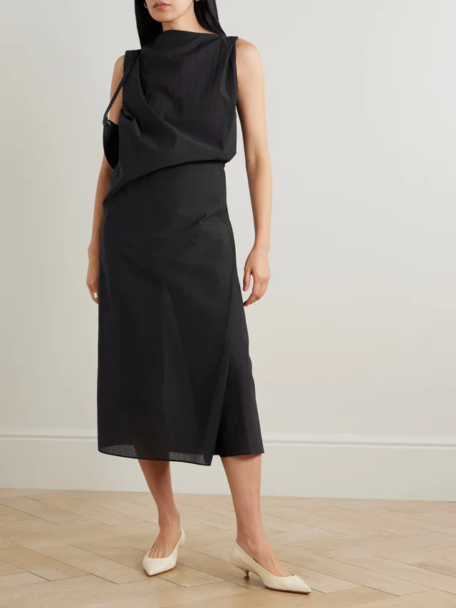 JACQUEMUS The Drapeado draped cotton-blend gauze midi dress in Black, photo 2 of 2 from NET-A-PORTER (Canada)