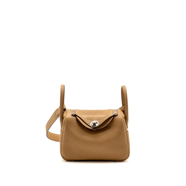 Hermès Mini Lindy Clemence biscuit SHW Stamp B in Clemence leather from EMIER