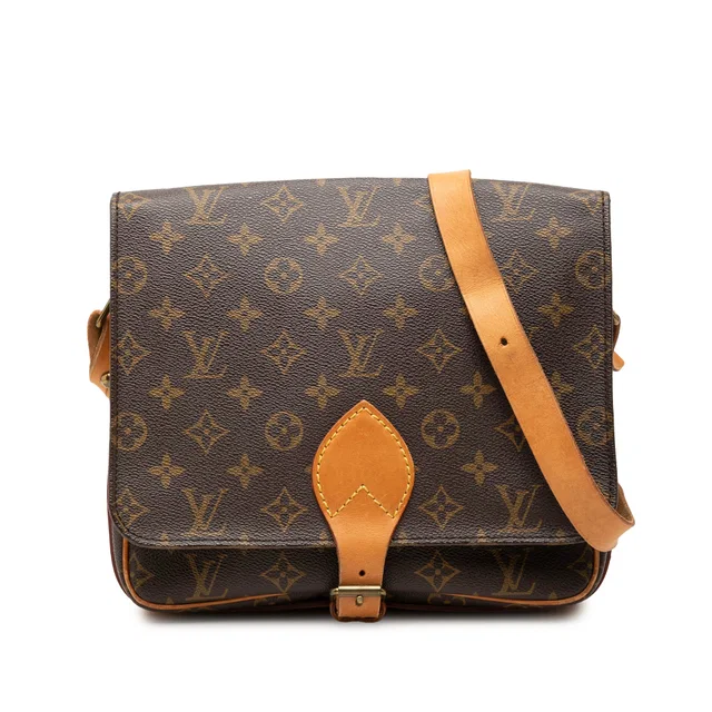 Brown Louis Vuitton Monogram Cartouchiere GM Crossbody Bag in Brown Coated canvas from Designer Revival