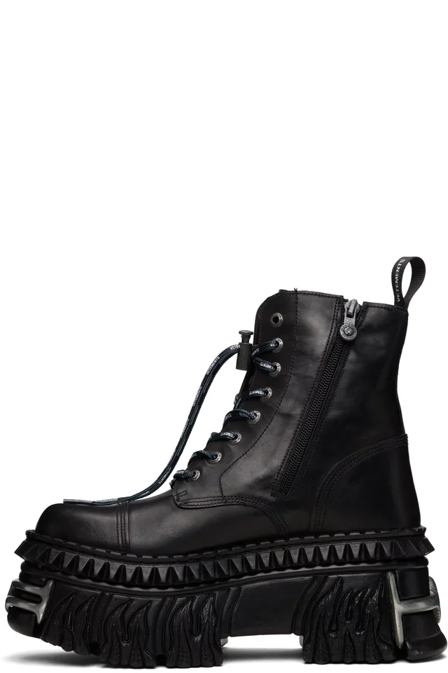 VETEMENTS Black New Rock Edition Combat Boots, photo 3 of 5 from SSENSE
