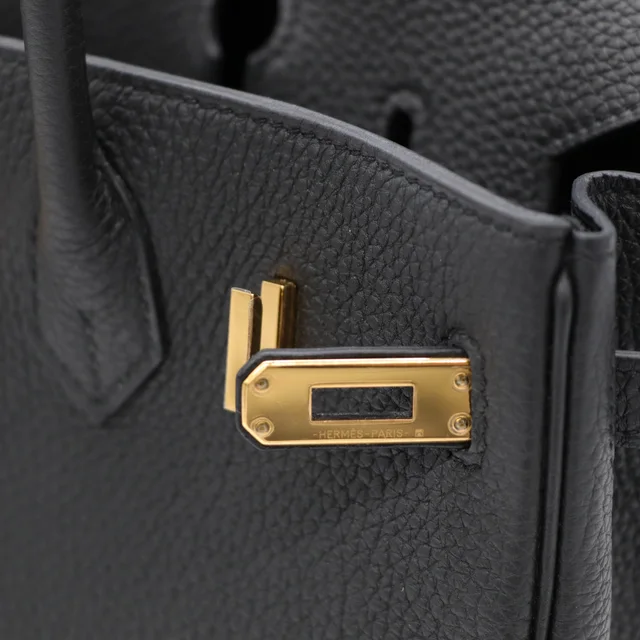 (Super new ♥️ complete accessories) Hermès Birkin 25 BK25 black with gold hardware Togo calfskin handbag platinum package C engraving in Togo leather from Popchill, photo 12 of 22