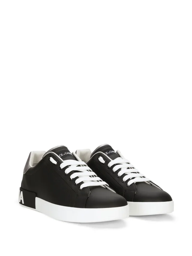 Dolce & Gabbana calfskin nappa Portofino sneakers in Black, photo 2 of 4 from FARFETCH