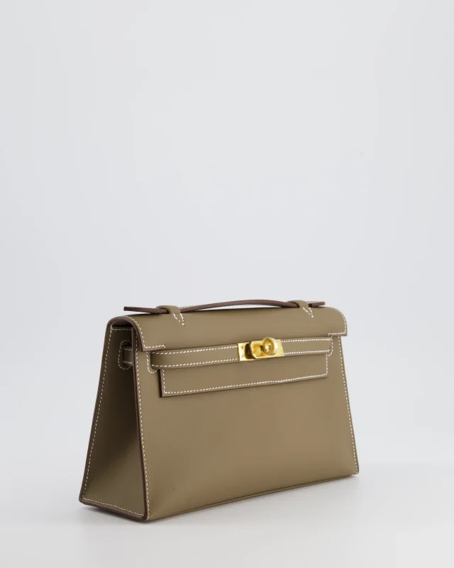 Hermès Kelly Pochette Bag in Taupe Swift leather from Sellier, photo 3 of 19
