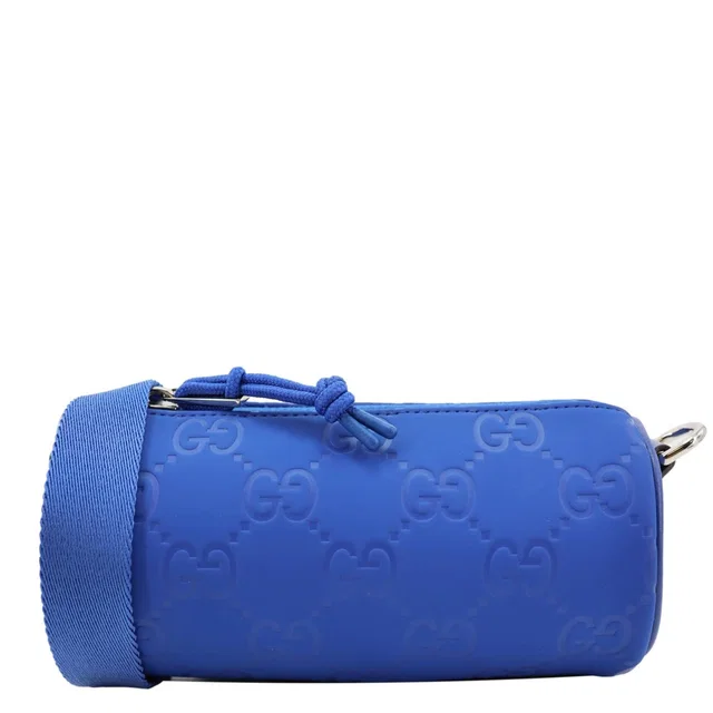 Gucci Edge Cylinder Mini GG Matte Rubber Fabric Shoulder Bag Blue 834248 in Blue from Dallas Designer Handbags