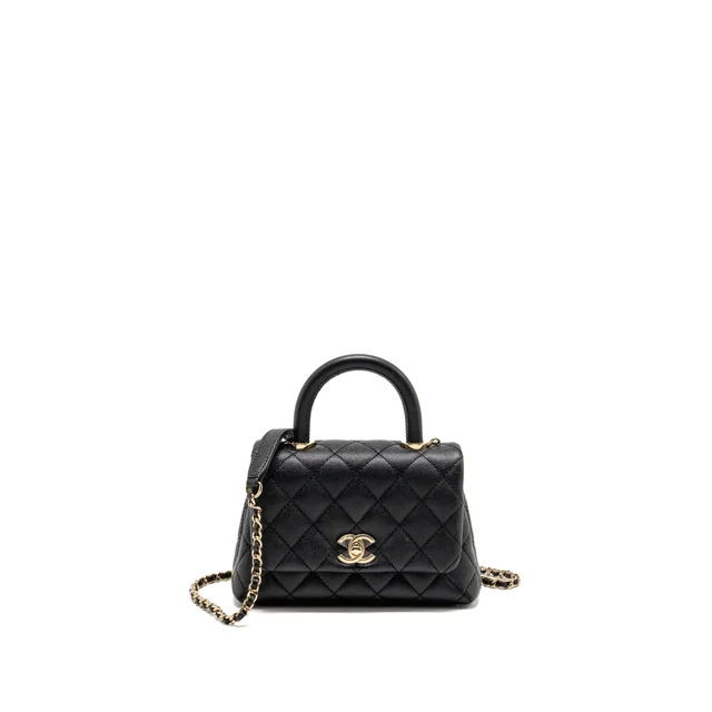 Chanel mini coco handle caviar black LGHW in Black Caviar leather from EMIER