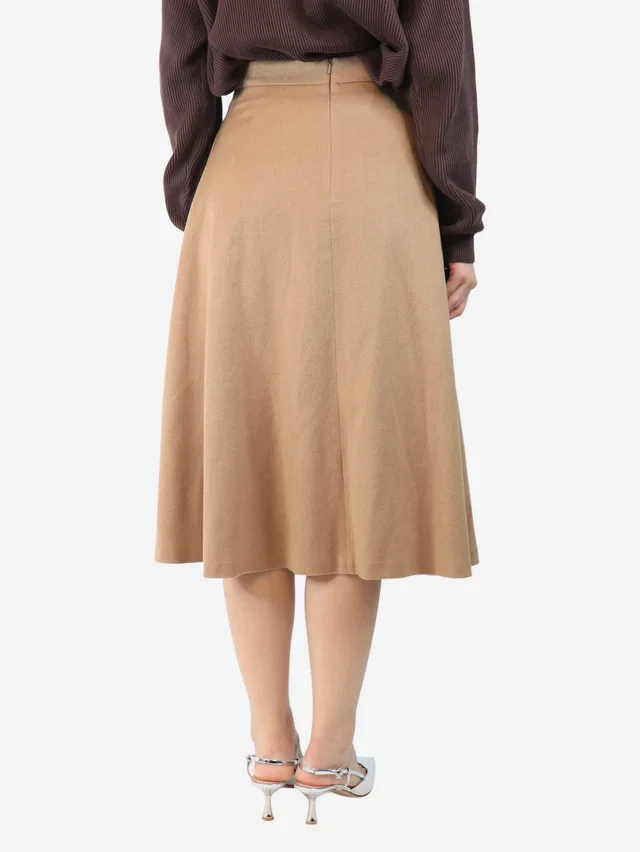 Max Mara Beige pleated camel-wool skirt - size UK 12 in Brown Wool from Sign of the Times, photo 3 of 3