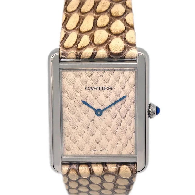 Cartier Tank Solo Ref.3169 Quartz Watch SS in Crocodile from AMORE Vintage Tokyo