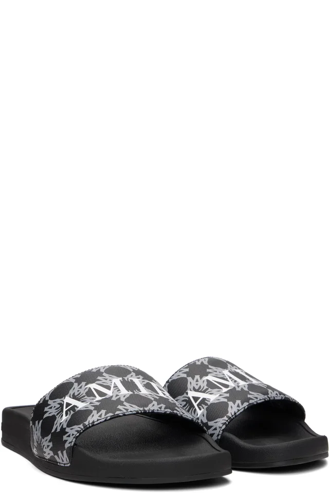 AMIRI Black MA Quad Canvas Pool Slides, photo 4 of 5 from SSENSE