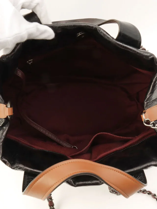 Chanel Circa 2011 In the Mix CC Mark 2-Way Bag Charcoal Grey/Dark Brown in Brown Calfskin from VINTAGE QOO TOKYO, photo 5 of 13