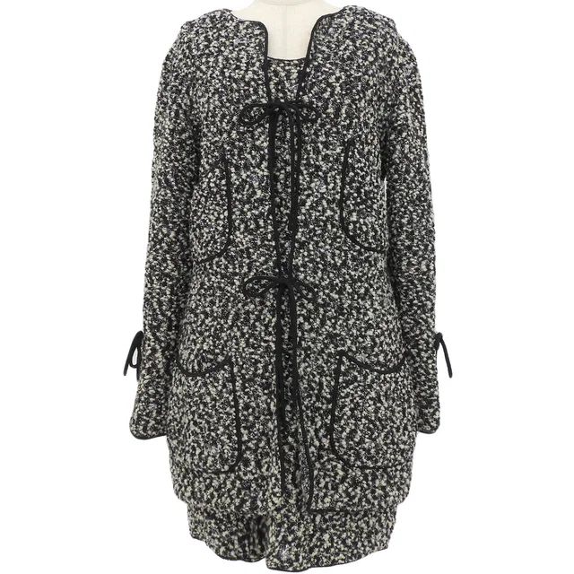Chanel Tweed Ribbon Ensemble Dress in Black/White in Black Tweed from VINTAGE QOO TOKYO