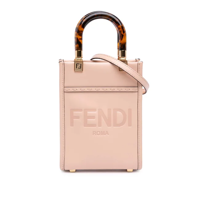 Pink Fendi Mini Leather Sunshine Shopper Tote Satchel in Pink Leather from Designer Revival