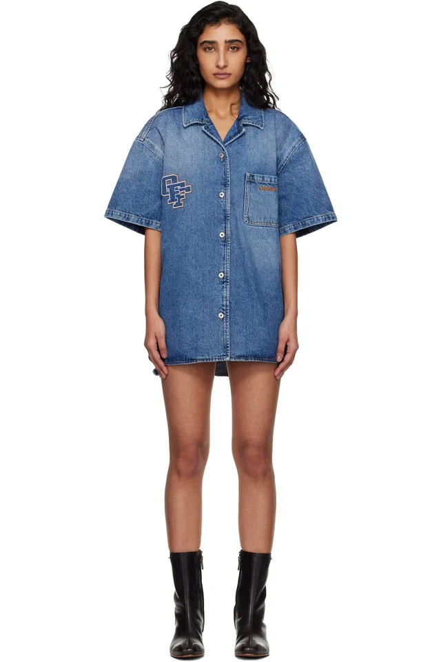 Off-White Blue Royal Patch Denim Minidress, image 1 of 1 from SSENSE