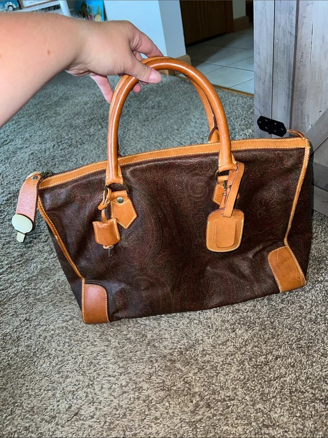Etro Weekend Bag With Lock And Key in neutral|brown|red Leather from Poshmark