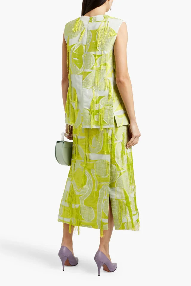 Roksanda Medeia Fringed Jacquard Top in Bright yellow, photo 3 of 4 from THE OUTNET
