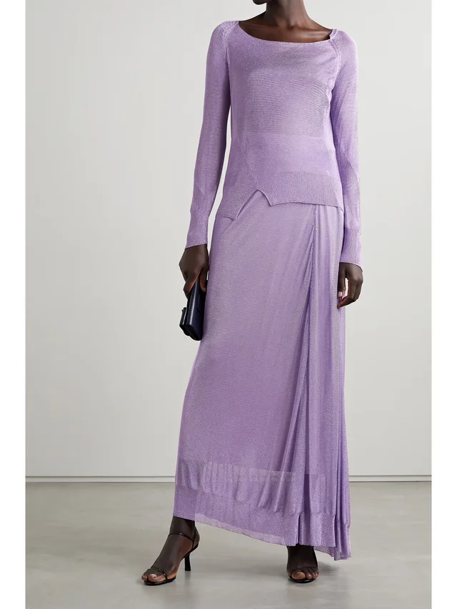 THE ROW Girela open-knit Lurex maxi skirt in Purple, photo 2 of 2 from NET-A-PORTER (Canada)