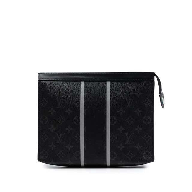Black Louis Vuitton Fujiwara Monogram Eclipse Flash Pochette Voyage MM Clutch Bag in Black Canvas from Designer Revival