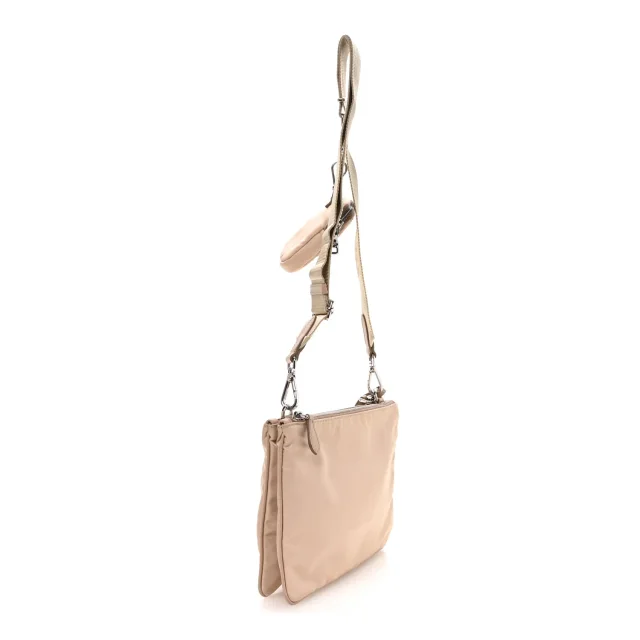 Prada Re-Nylon Saffiano Re-Edition 2000 Double Zip Crossbody Bag Cammeo in Saffiano leather from FASHIONPHILE, photo 3 of 11