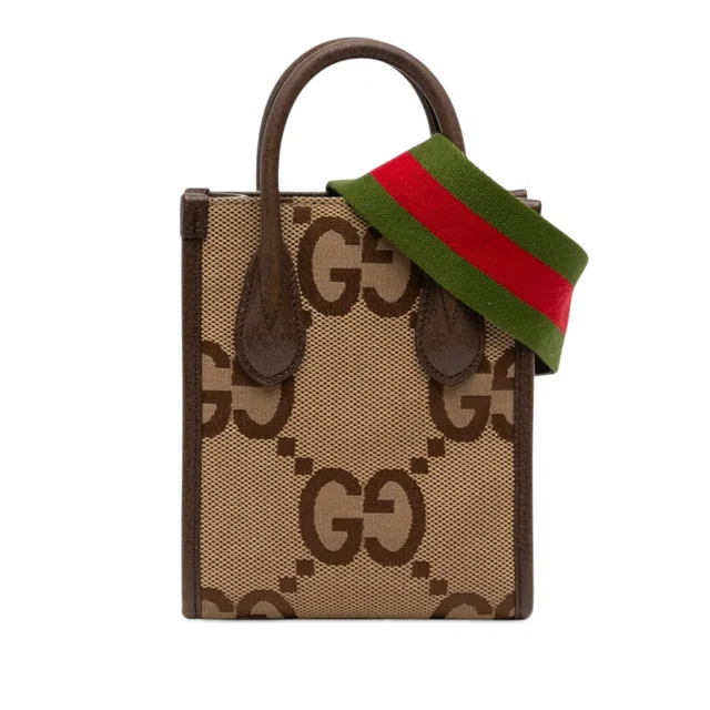 Beige Gucci Mini Jumbo GG Canvas Web Satchel in Beige Canvas from Designer Revival