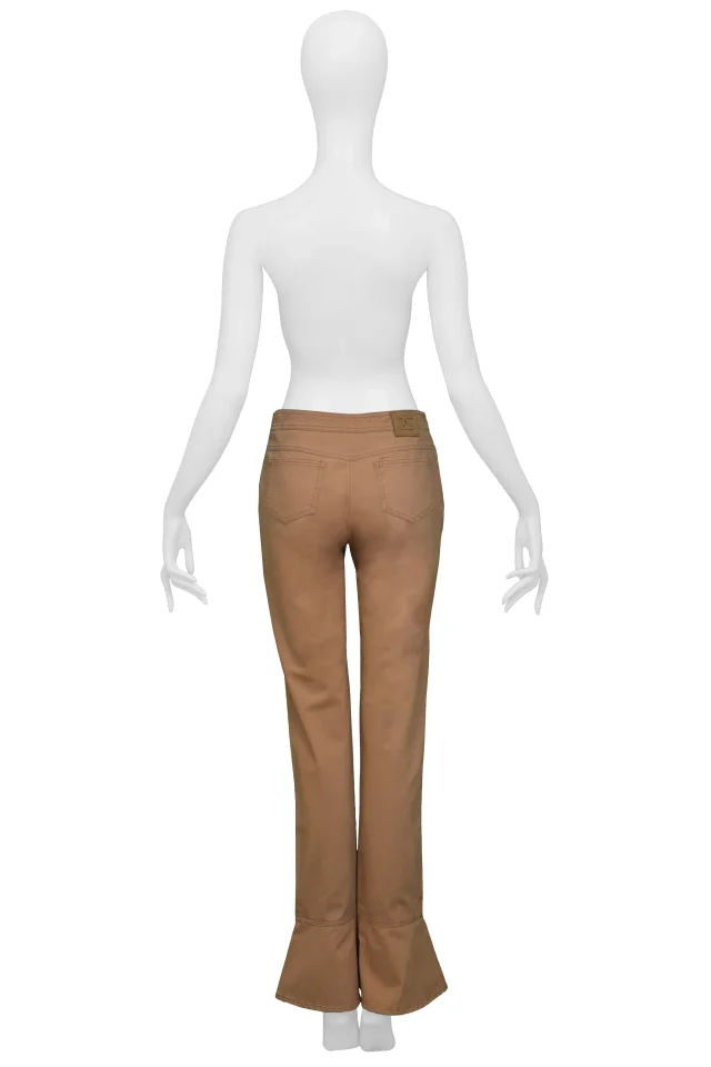 Chanel Khaki Flared Cotton Pants in Green from Resurrection Vintage, photo 2 of 4