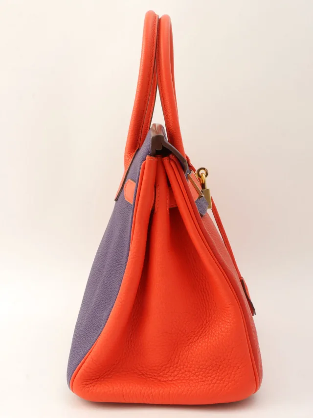 Hermès 2012 Made Birkin 30 Rouge Vif/Rouge Pivoine/Ultraviolet in Red Togo leather from VINTAGE QOO TOKYO, photo 3 of 12
