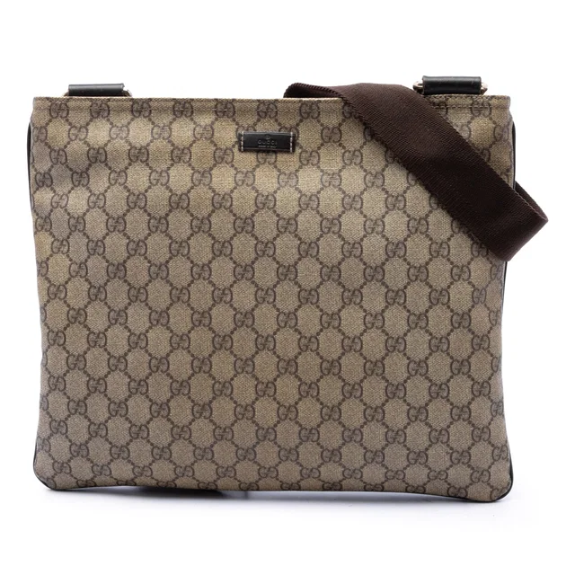 Beige Gucci GG Supreme Crossbody in Beige Coated canvas from Designer Revival