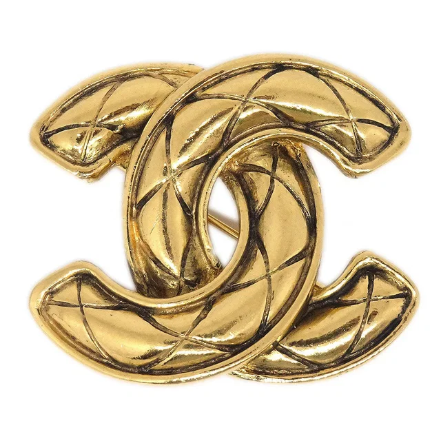 Chanel 1986-1994 Quilted CC Brooch Small 1153 from AMORE Vintage Tokyo