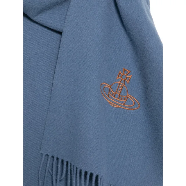 Vivienne Westwood Orb-embroidered fringed scarf, photo 2 of 2 from SENSER