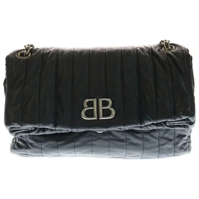 Balenciaga Monaco Bag Chain Logo Leather Quilted Shoulder Black in black Leather from Poshmark, photo 1 of 1