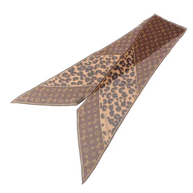Louis Vuitton Monogram Leopard Sheer Scarf Brown in Brown Silk from The Reluxe