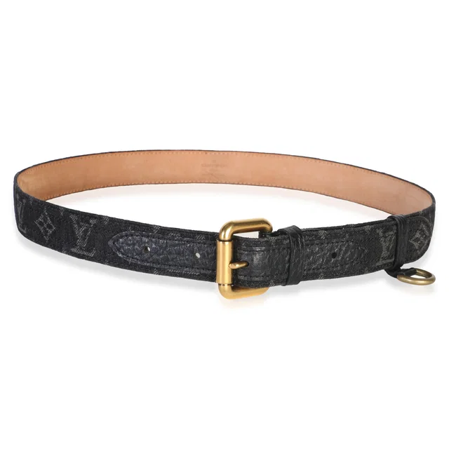 Louis Vuitton Black Monogram Denim Ceinture Belt 90/36 in Black Denim from myGemma