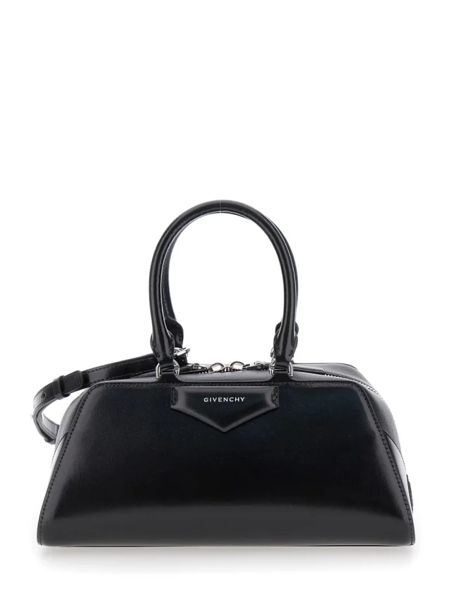 'Antigona East West' Black Small Handbag with Adjustable and Removable Shoulder Strap and Logo Lettering on the Front in Leather Woman in Black, image 1 of 1 from Gaudenzi Boutique