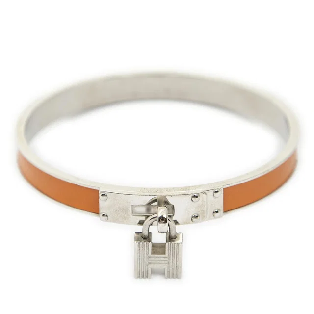 Hermès Kelly Lock Bracelet Orange Calfskin Leather in Orange Calfskin from The Reluxe