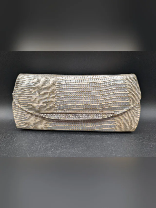 Judith Leiber Vintage Metallic Reptile Leather Swarovski Clutch Eyewear Case in silver|gold|gray Leather from Poshmark